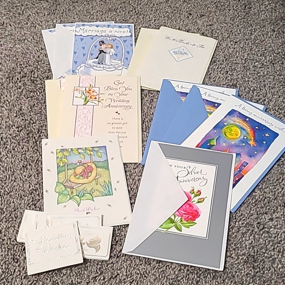 13 Wedding & Anniversary Cards & 5 mini cards, plus a few that are not pictured